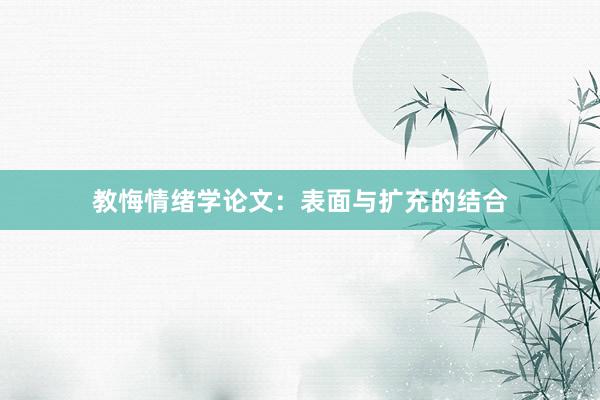 教悔情绪学论文:表面与扩充的结合