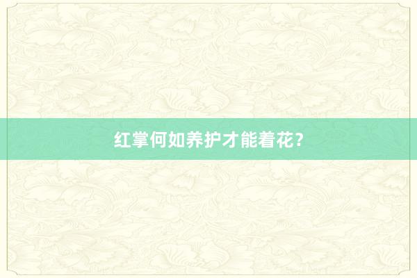 红掌何如养护才能着花？
