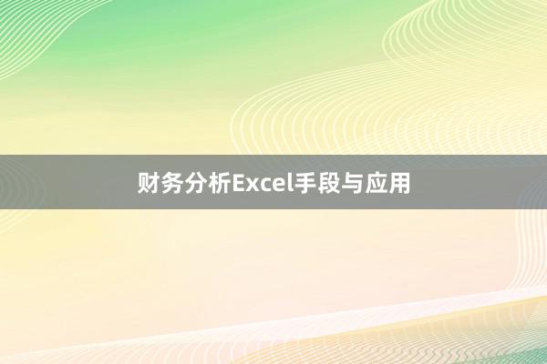 财务分析Excel手段与应用